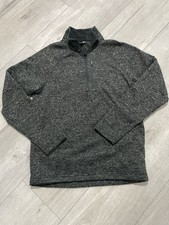 Vintage Heather Black/Grey Eddie Bauer Quarter Zip Pullover Jacket Size Medium
