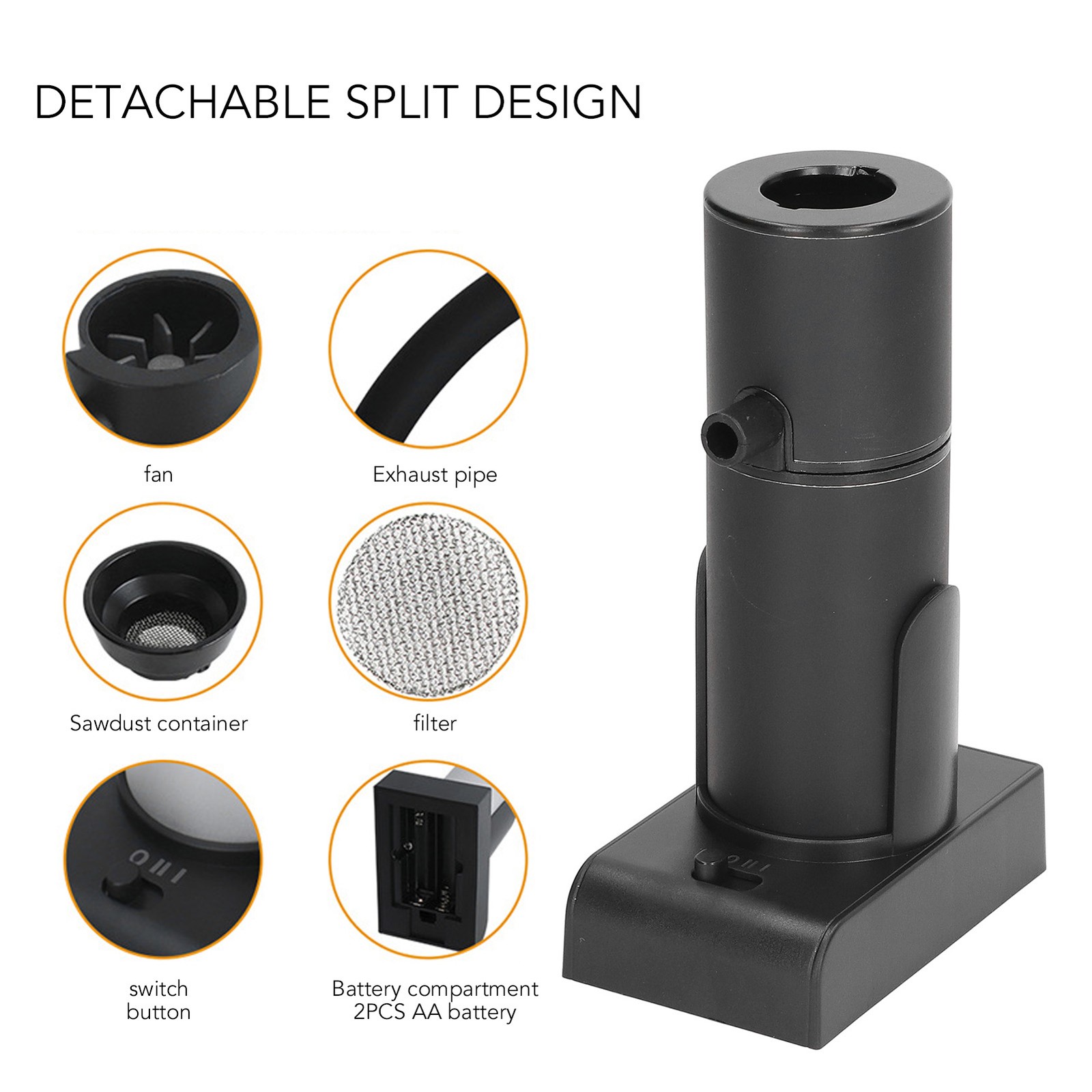 (Black)Drink Cocktail Smoker Adjustable Gear Aluminum And Zinc Alloy