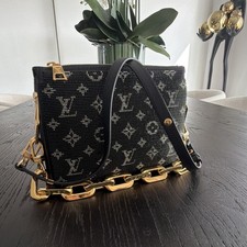 Louis Vuitton Monogram Black Shoulder Bag with Gold Chain for Women