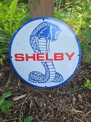 VINTAGE FORD SHELBY COBRA PORCELAIN  SIGN GAS STATION PUMP PLATE OIL