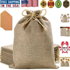 6 PCS Rustic 12x16 Inch Burlap Gift Bags with Drawstring & Tags - Ideal for G...