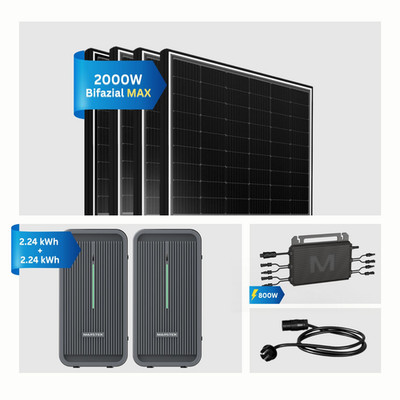 2000W Balkonkraftwerk mit Speicher 4,48 kWh mit Marstek 800W WIFI Wechselrichter