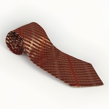 Emanuel Ungaro Paris Silk Tie Red Gold Geometric Stripe Necktie Made In Italy