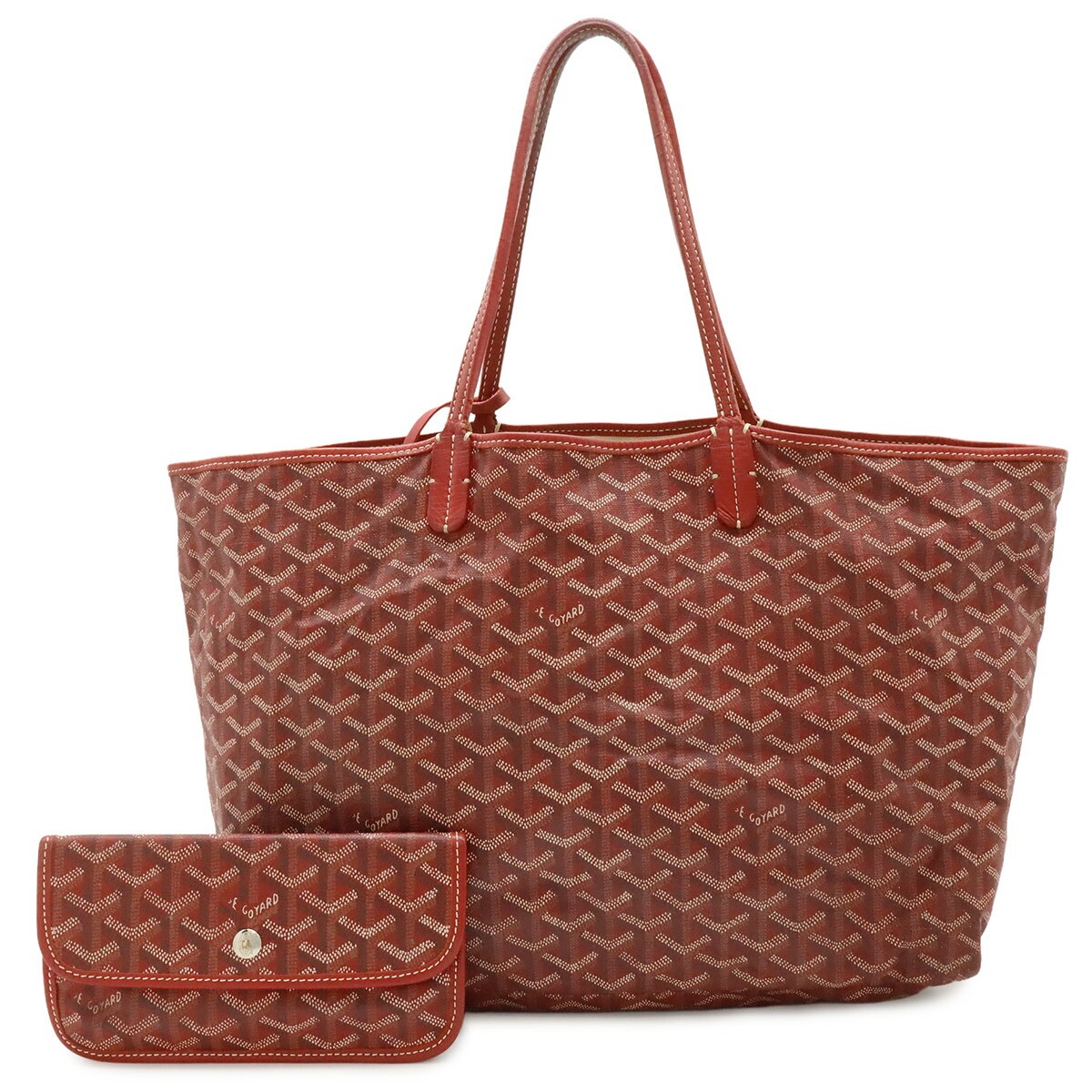 GOYARD Saint Louis PM Tote Bag Shoulder Bag Coated Canvas PVC Leather Red White