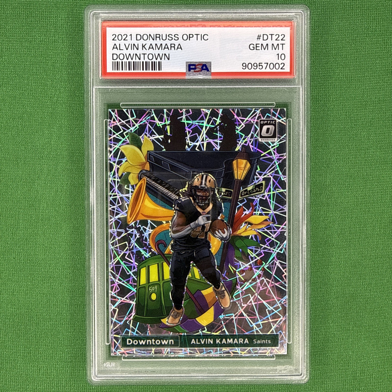 2021 Panini Donruss Optic Downtown Alvin Kamara #DT22 PSA 10 Saints Case Hit
