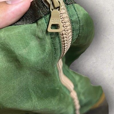 Prada Vintage Archive Fall 1999 Green Silk Organza Brown Prada Vintage Archive Fall 1999 Green Silk Organza Brown