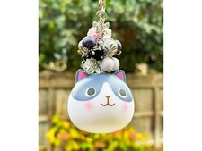 Kawaii Grey Kitty Cat Coin Purse Keychain Bag Charm