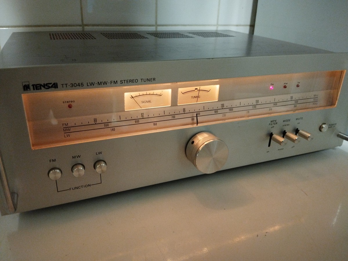 Tuner Vintage Tensai TT-3045 Des Années 70/80 – Analogique FM/MW/LW, Argenté, Fonctionne