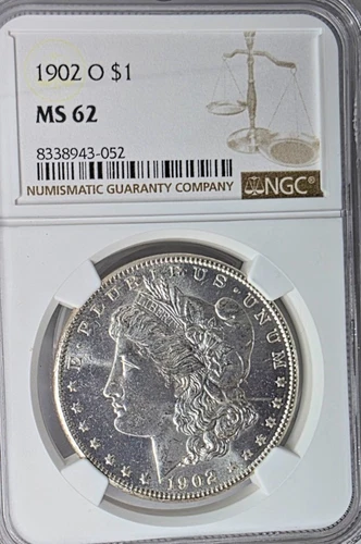 1902-0 US Morgan Silver Dollar NGC Mint State 62 (VAM-8)