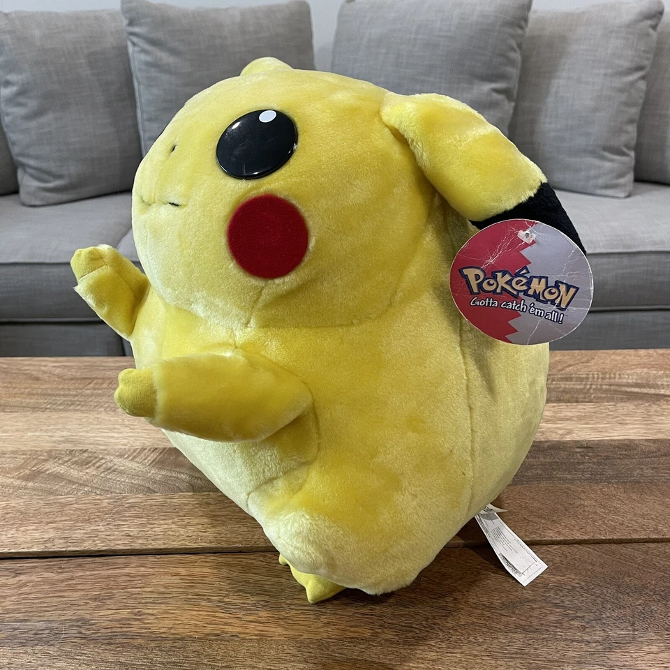 Juguete de peluche Pokémon Fat Pikachu Jumbo 1999 16" con etiqueta Nintendo vintage Foto 3 de 4