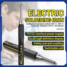 Kit de Soldador Eléctrico Inteligente Portátil 96W Temperatura Ajustable °C/°F PD/QC
