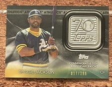 2021 Topps Reggie Jackson 70th Anniversary Logo Patch Black /299 #70LP-RG