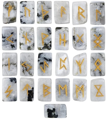 Mondsteinwürfel Rune Set Kristallsteine Set Ältere Reiki Heilung Edelstein 25 Stck. - Bild 1 von 3