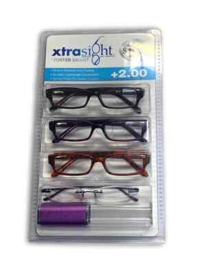 XtraSight by Foster Grant Reading Glasses Aurora + Clear Metal Top (4 Pack)