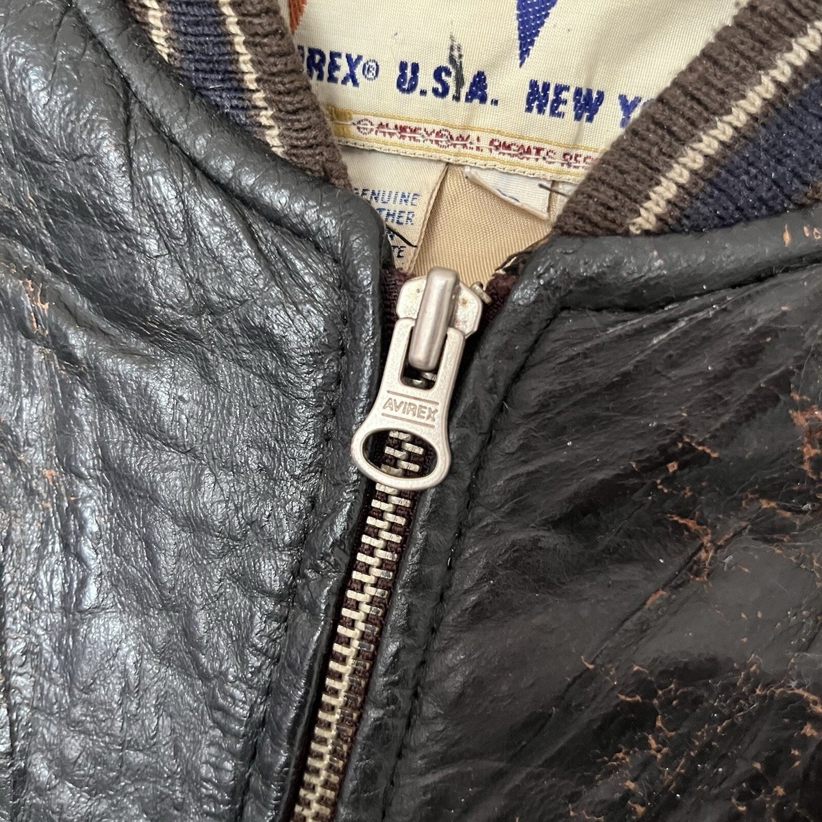 Avirex Jacket Leather Varsity Indian Head Oorang Indians L Vintage
