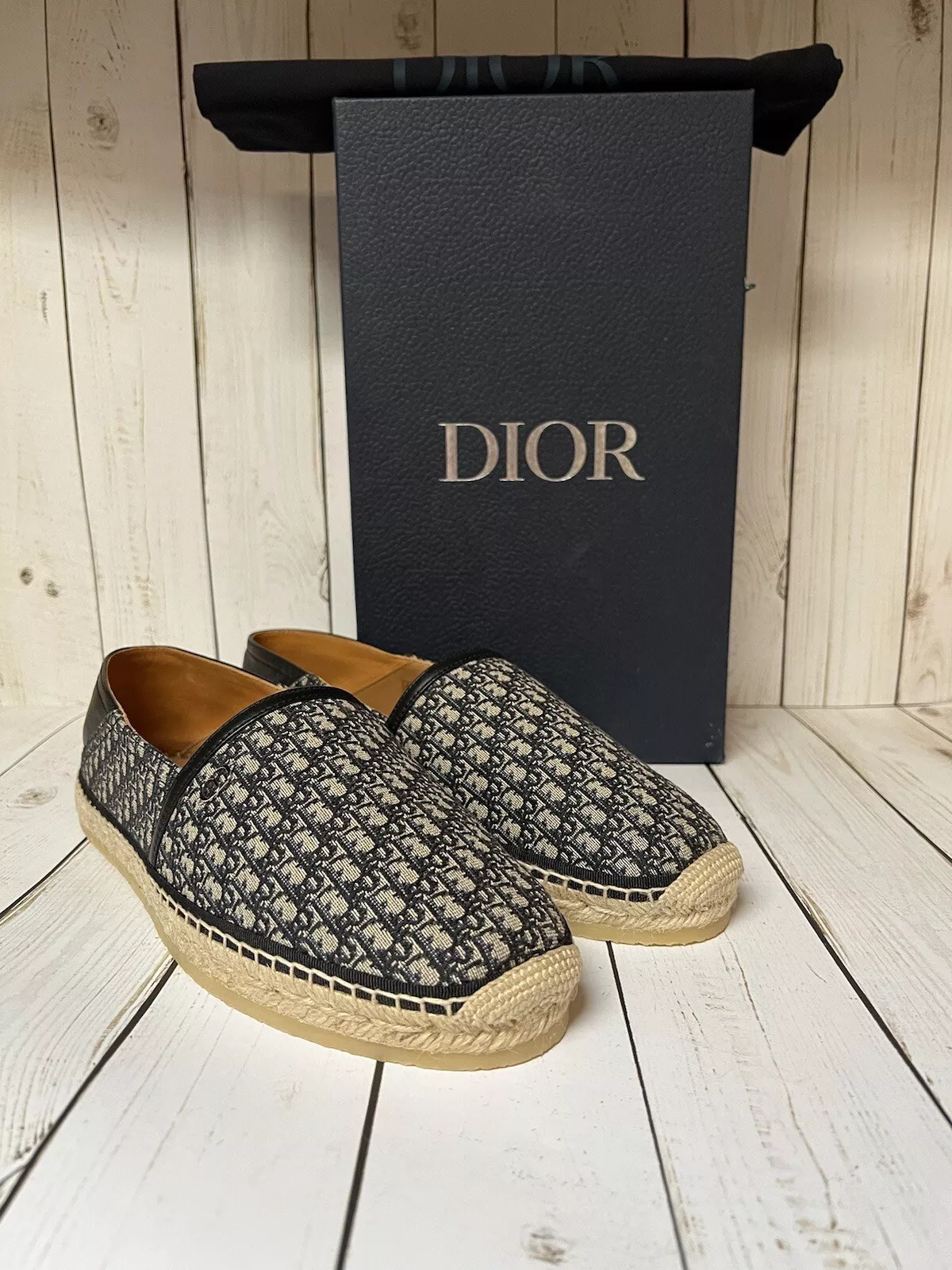 Christian Dior Oblique Monogramme Paradise Espadrille Beige/Noir Taille 45/12