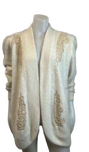 VTG Lee Sands Ivory Embellished Angora 