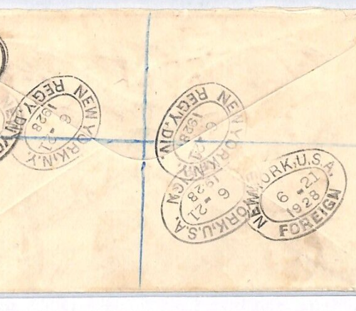 BERMUDA KGV Cover 1s SHIP *St Georges* 1928 Reg'd Scotland Bridge of Weir YJ127 - Picture 4 of 10