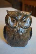 Owl Coin Bank Vintage Ceramic Brown Double-Sided Japan 5 1/4" 1970s