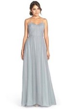 New JIM HJELM OCCASION Strappy Sweetheart Tulle Dress/Gown  Gray Size 6