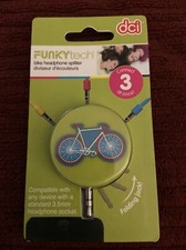 HEADPHONE SPLITTER CONNECTS 3 HEADPHONES AT ONCE. CUTE BICYCLE DESIGN NEW