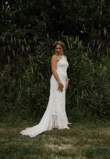 spell and the gypsy Casablanca White Lace Wedding Bridal Dress M Size Medium