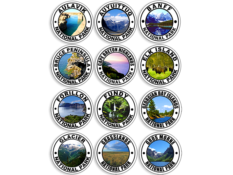 Sheet of 42: 1 inch Round Canadian National Parks Stickers (CA ...
