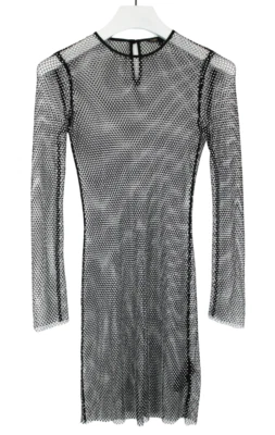 Maje Kleid Damen (EU) 36 Kristall Netz Transparent Langärmelig Mini - Bild 1 von 4