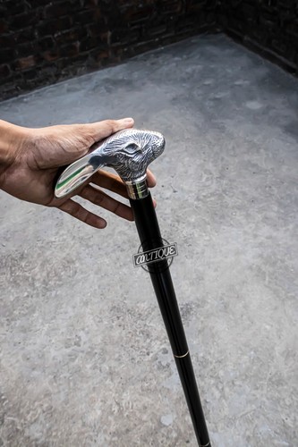 Coniglio Manico Testa Bastone Vintage Argento da Passeggio Regalo per Uomo Donna - Foto 3 di 5