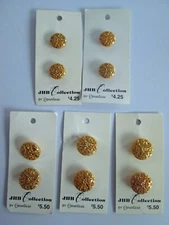 Vintage Button Lot Card Gold Shank JHB Countess Collection Round Etched Plastic