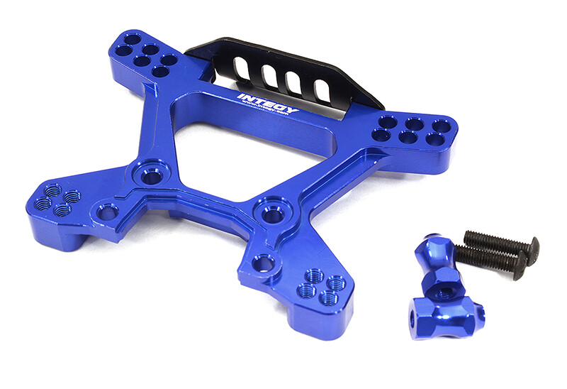Tour D'amortisseur Avant Billet Usiné Pour Traxxas Hoss 1/10 - Bleu - Integy - Neuf