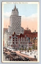 Postcard New York City Heckscher Building Exterior Old Cars c. 1920s I029