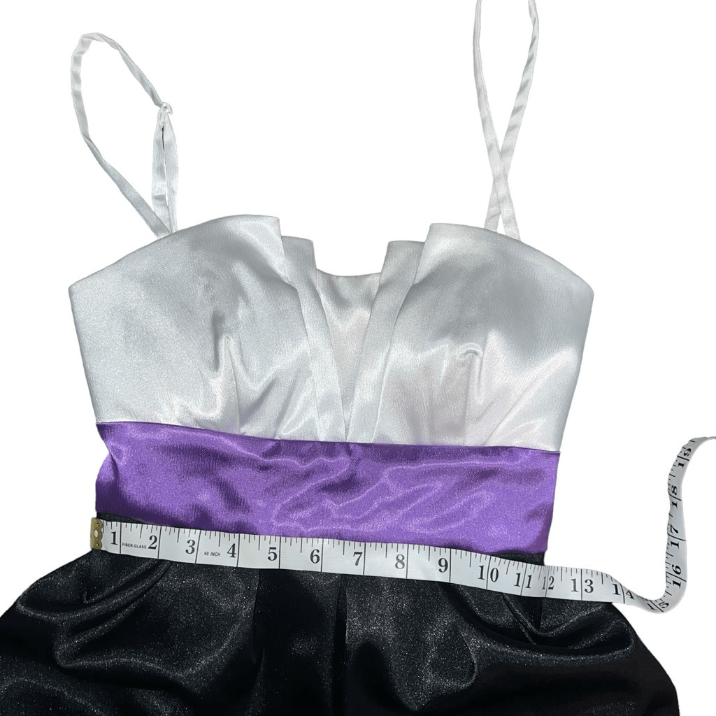 IZ BYER DRESS Color Block Junior Ruffle White Pur… - image 6