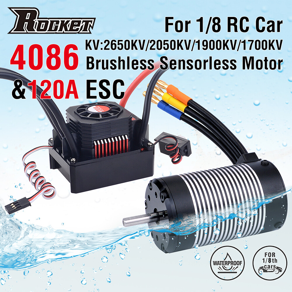 Rocket 4068 Waterproof Brushless Sensorless Motor w/120A 150A ESC for 1