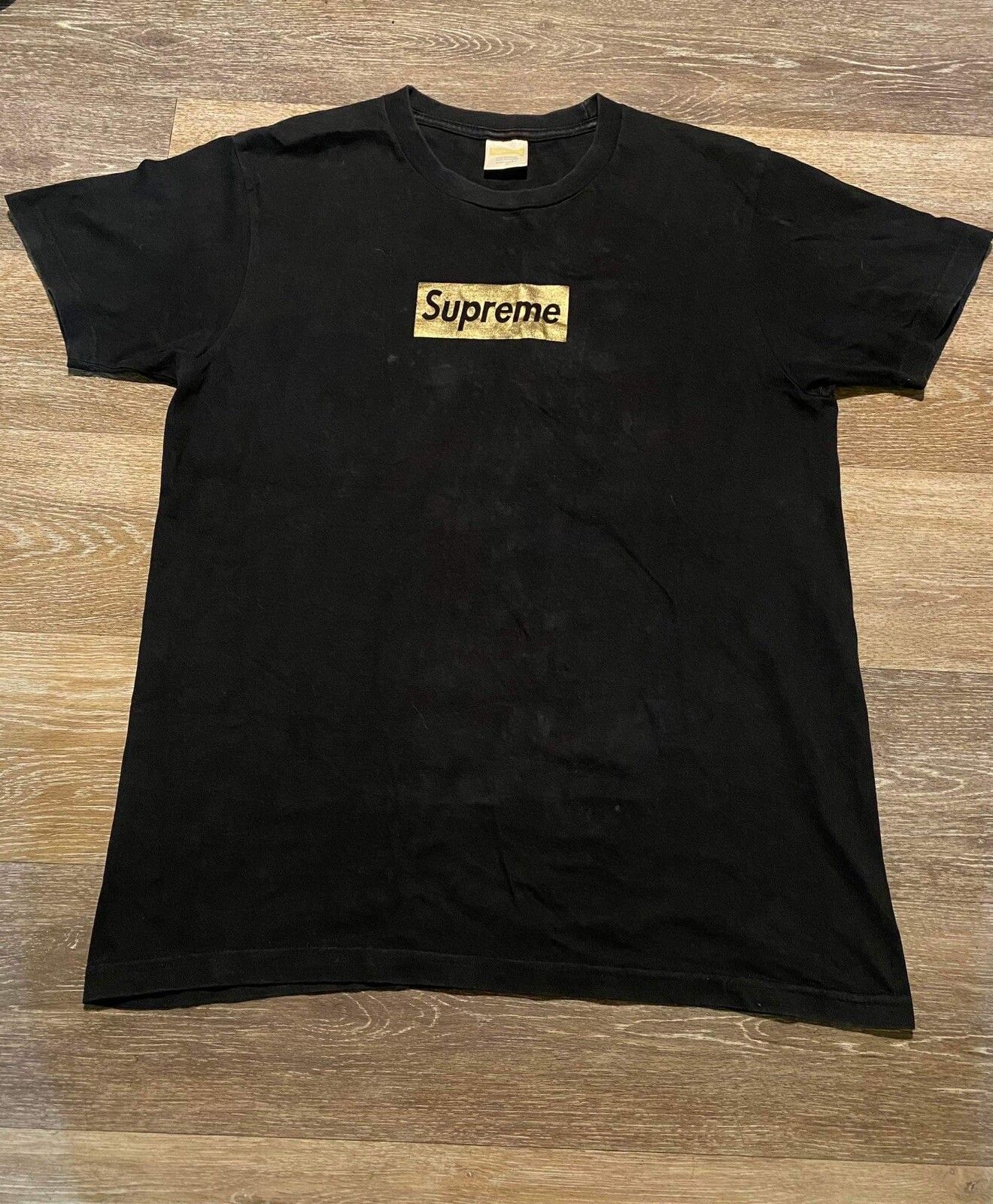 Supreme Gold Box Logo Tee Black