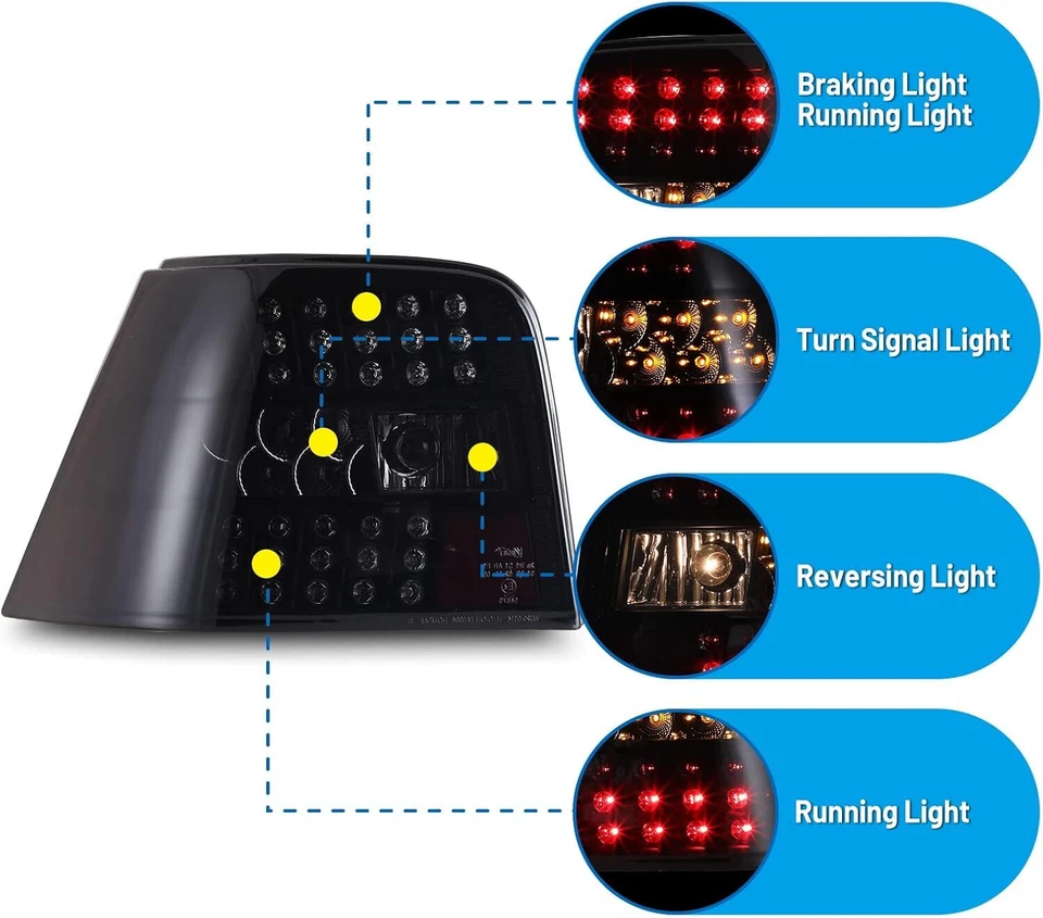 Luces traseras LED para Volkswagen Golf GTI MK4 1999-2004 reemplazar luces traseras L+R Foto 4 de 4