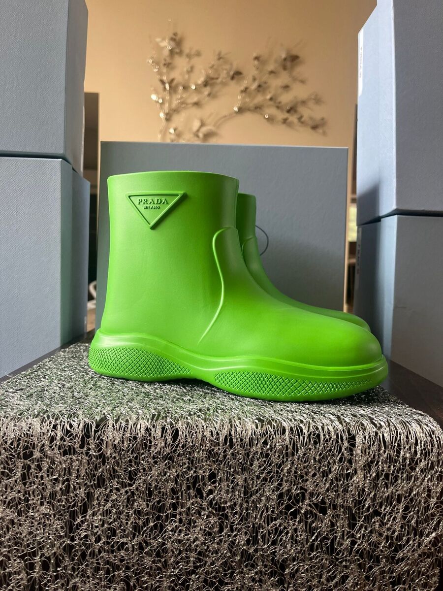 Prada , Triangle Stamp Logo Rain Boots in Green BNWB 37 | eBay