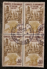 Timbres oblitérés - France - YT1957 - Conseil -Bloc de 4- Cachet ROND - 1977