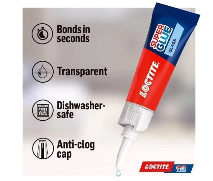 Loctite Glass Bond Adhesive 3g Super Glue Metal Super Clear Water Reistant