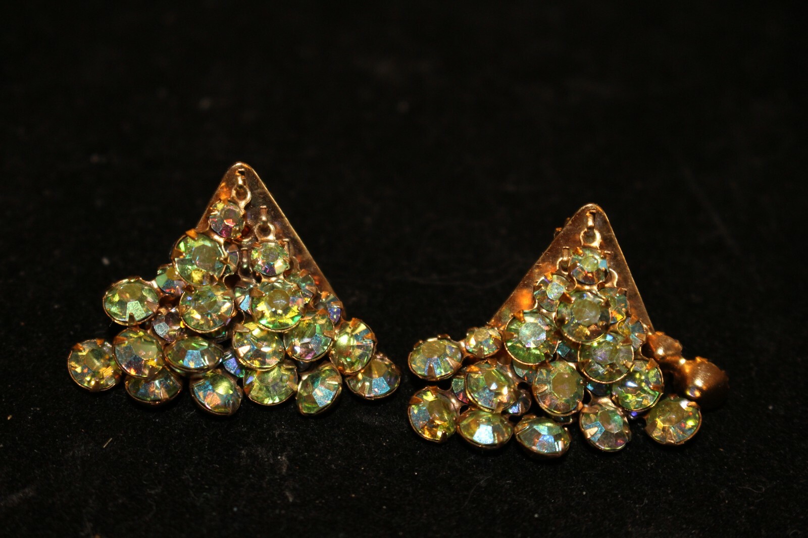 Aurora Borealis Triangular cascading Rhinestone c… - image 1
