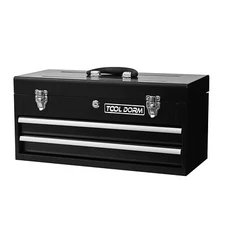 Metal Tool Box with 2 Drawers Portable Steel Tool Chest with Metal Cylinder