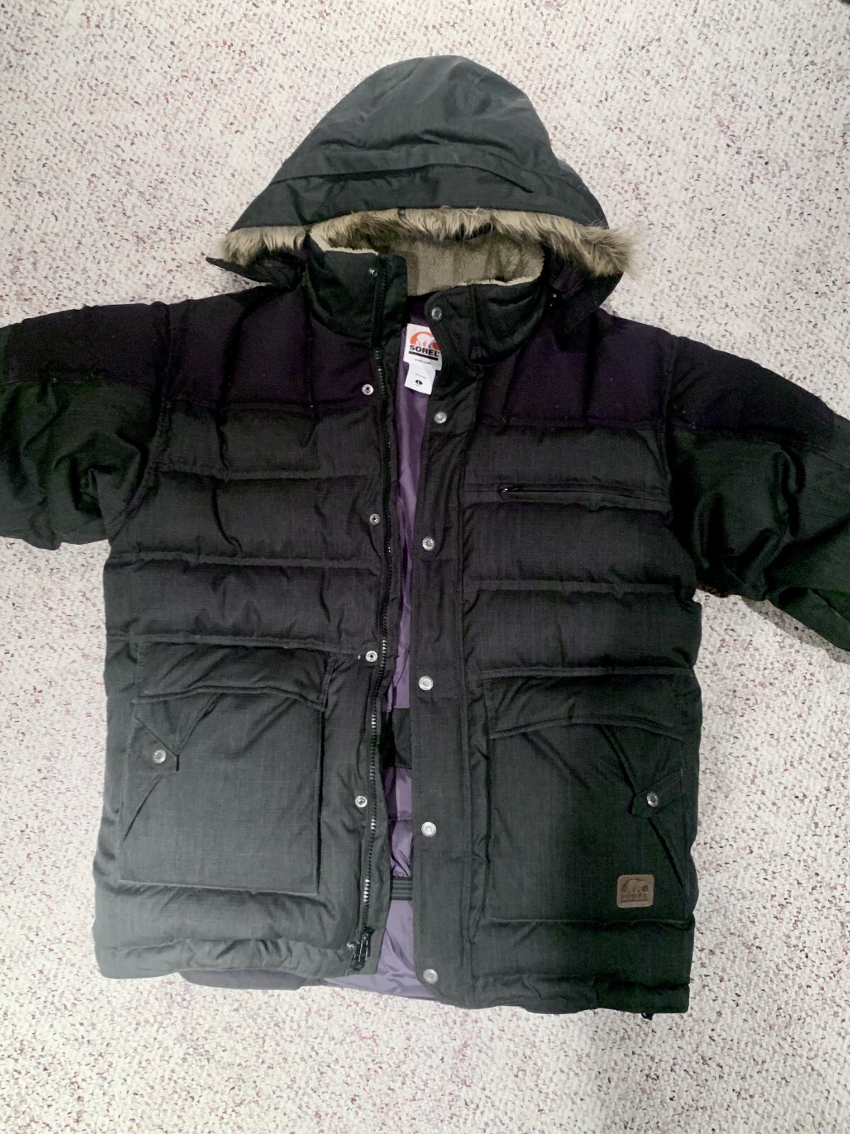 Sorel Parka Down Jacket Men's Large Black Puffer Feathers Coat Ski Snow Winter.