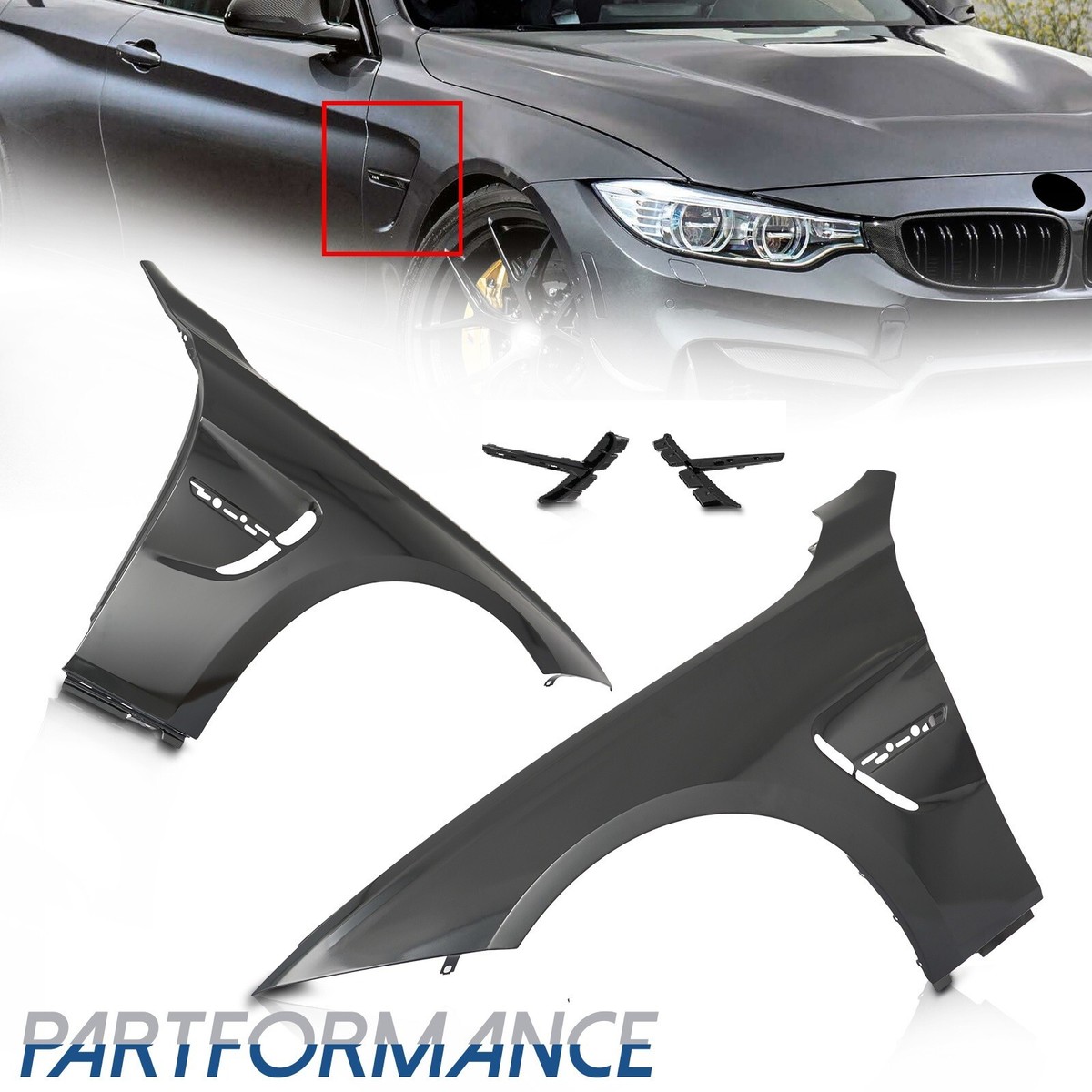 For 2014-2020 BMW F32 F33 F36 4 Series M4 Style Steel Fenders w
