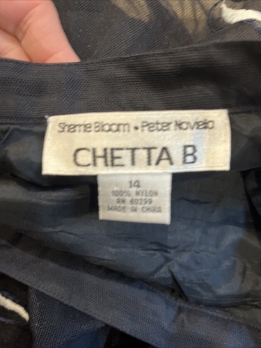 Chetta B Mujer 14 Negro Floral Bordado Tul Maxi Falda C - Imagen 8 de 8