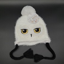 Harry Potter Hedwig Beanie Laplander Childs Kids White Owl Fuzzy Pom Soft Hat