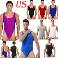 Mens Bodysuit Shirt Sleepwear Sleeveless Leotard Snapped Crotch Casual Romper