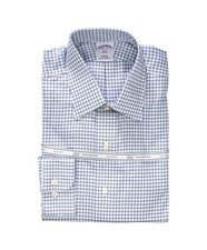  128 BROOKS BROTHERS - Blue Check NON-IRON "346" Slim Fit Shirt - 16 - 34/35