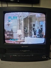 Sharp 13VT-L100 13 CRT TV VCR Combo VHS HQ Retro Gaming Front AV 2