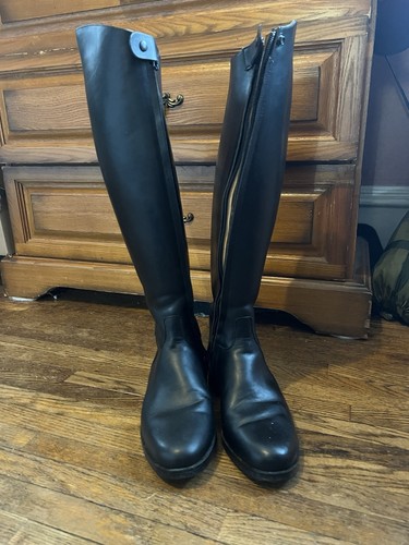 Dressage Tall Stiff Leather Riding Boots Made in France Size 9