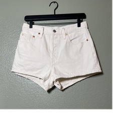 Levi's 501 Women's High Rise White Denim Cutoff Shorts Regular Fit Button Fly 28